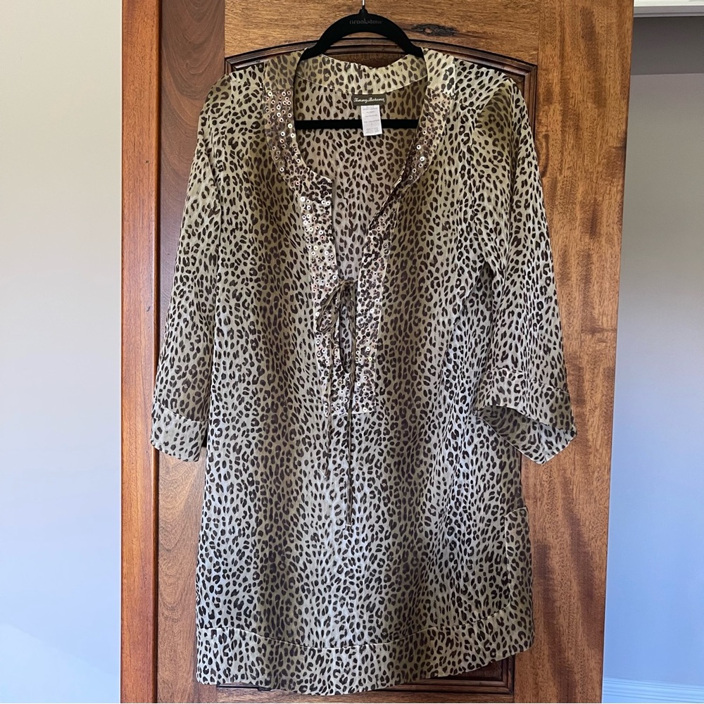 Tommy Bahama Leopard Beaded Coverup